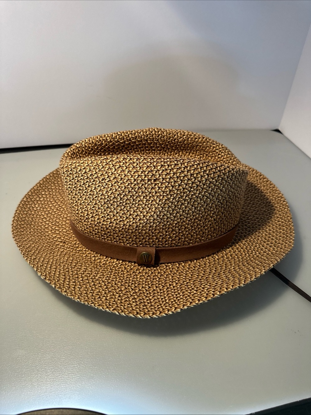 Wallaroo Hat Company Straw Fedora with Brown Leather Band